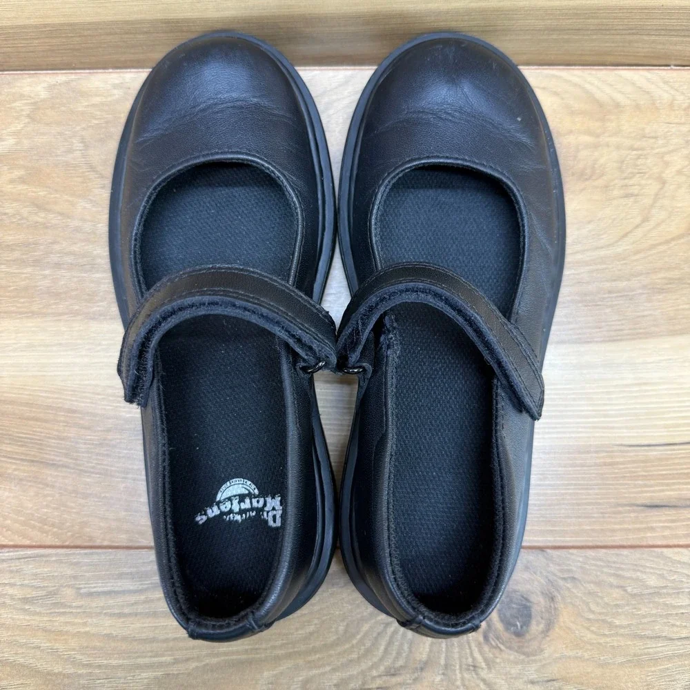 Dr Martens Maccy Mary Janes Girls Size 1 Black Leather Flats School Punk Y2K